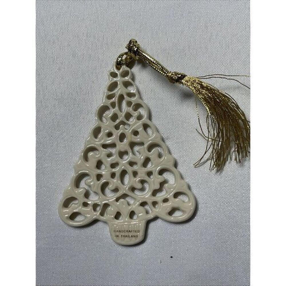 Lenox Pierced Tree Cream White China Christmas Tree Ornament 3 1/4" H x 2 1/4" W